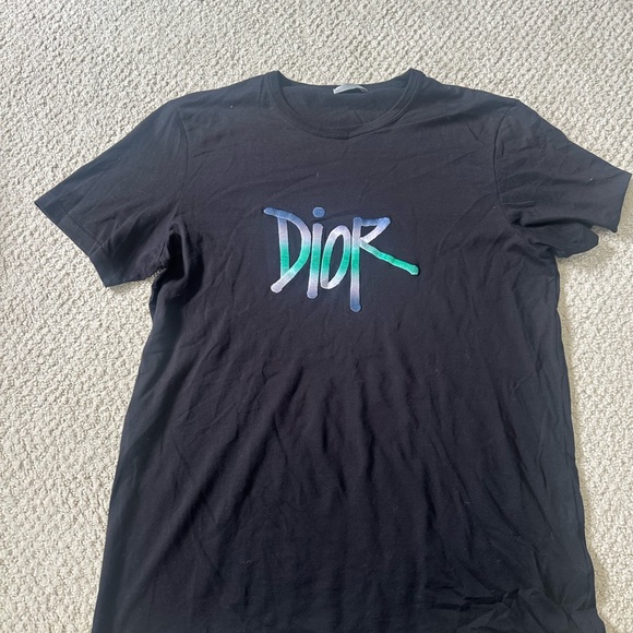 Dior Black Short Sleeve Tee with Blue Graphic - Picture 1 of 3